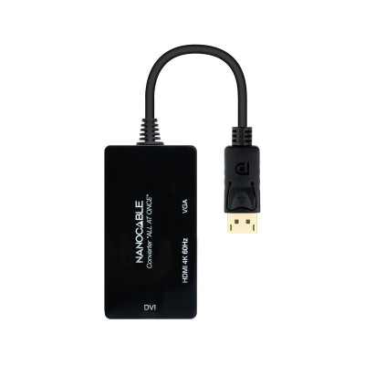 Nanocable Conversor DISPLAYPORT a HDMIDVIVGA, 20 cm, Negro