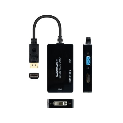 Nanocable Conversor DISPLAYPORT a HDMIDVIVGA, 20 cm, Negro