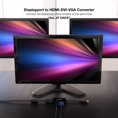 Nanocable Conversor DISPLAYPORT a HDMIDVIVGA, 20 cm, Negro