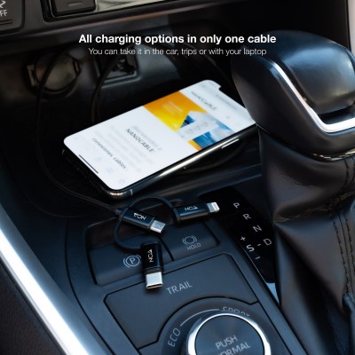 Nanocable Cable USB 3 en 1 CargaDatos USB-A a USB-CMicro USBLightning 1 m, Negro