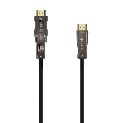 AISENS Cable Hdmi V2.1 AOC Desmontable Ultra Alta Velocidad  Hec 8K@60Hz 4K@120Hz 4:4:4 48Gbps, AM-DAM, Negro, 20M