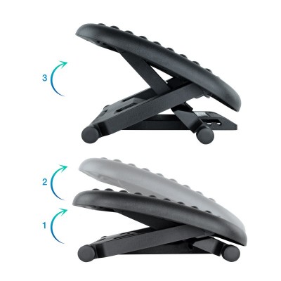 TooQ Reposapiés Ajustable en Altura e Inclinación, Negro