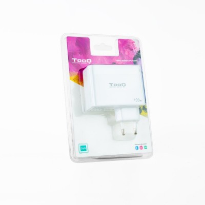 TooQ Cargador de Pared GaN 2xUSB-CPD + USB-AQC 100W, Blanco
