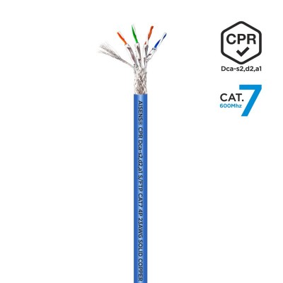 AISENS Cable de Red RJ45 LSZH CPR Dca CAT.7 600 MHZ SFTP AWG23, Azul, 305 m