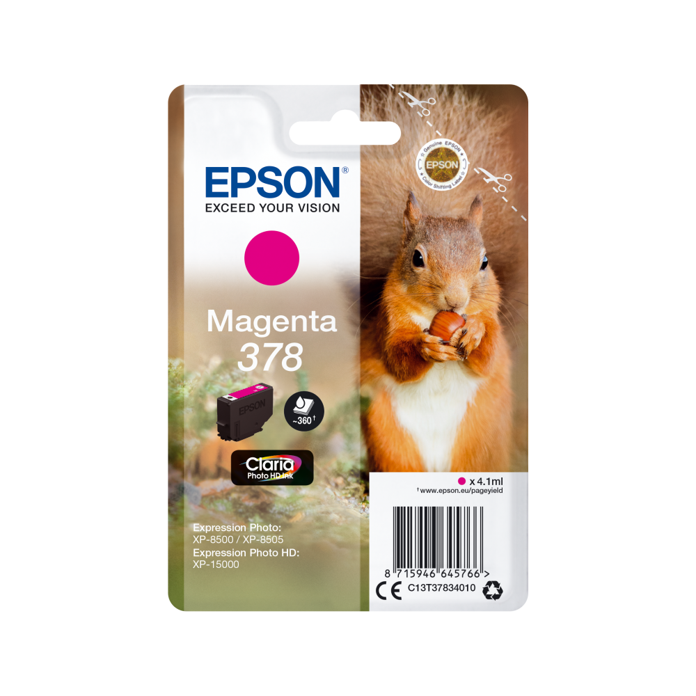 Epson Squirrel Singlepack Magenta 378 Claria Photo HD Ink