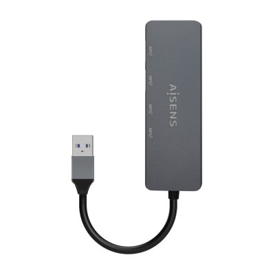 AISENS Hub USB3.2 Gen1 5G USB-A, USB-AM-2xUSB-CH-2xUSB-AH, Gris, 15cm