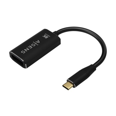 AISENS Conversor Aluminio USB-C a Displayport 8K@60Hz, USB-CM-DPH, Negro, 15cm