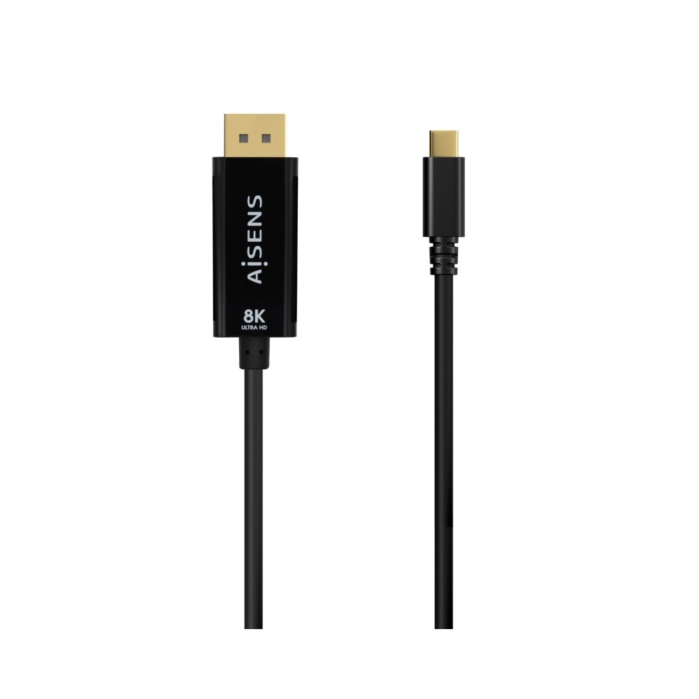 AISENS Cable Conversor USB-C a Displayport 8K@60Hz, USB-CM-DPM, Negro, 0.8M