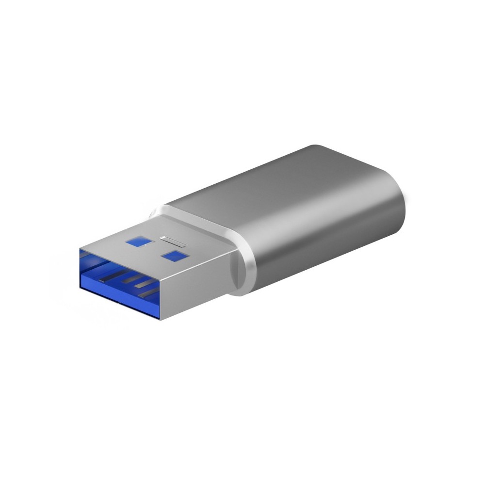 AISENS Mini Adaptador USB 3.2 Gen2  USB 2.0 3A, Tipo USB-CH-AM, Gris