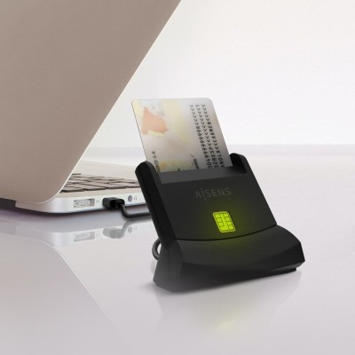 AISENS Lector de Tarjeta Inteligente DNI, Negro