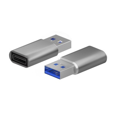 AISENS Mini Adaptador USB 3.2 Gen2  USB 2.0 3A, Tipo USB-CH-AM, Gris