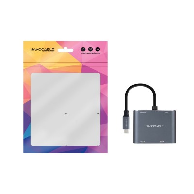 Nanocable Conversor USB-C a HDMIVGAUSB3.0PD 15 cm, Gris