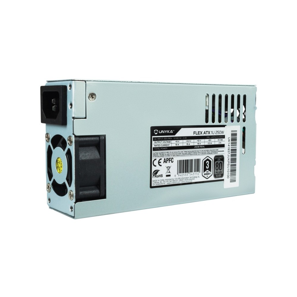 UNYKAch UKPSU1U40003 unidad de fuente de alimentación 250 W 20+4 pin ATX 1U Plata