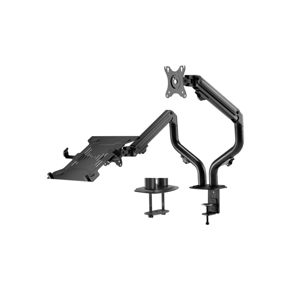 AISENS Soporte de Mesa Contrapeso Giratorio e Inclinable para Portatil y MonitorTV 8Kg de 17-32, Negro