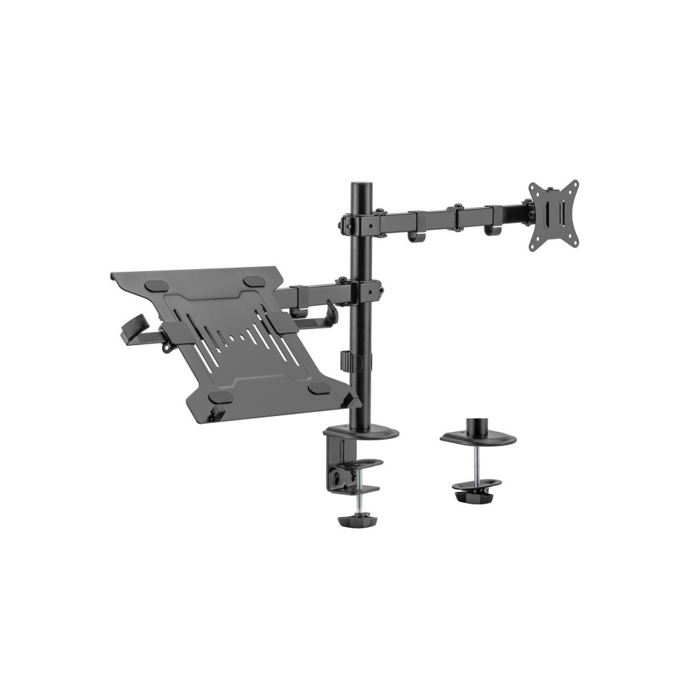 AISENS Soporte de Mesa Giratorio e Inclinable para Portatil y MonitorTV 9Kg de 17-32, Negro