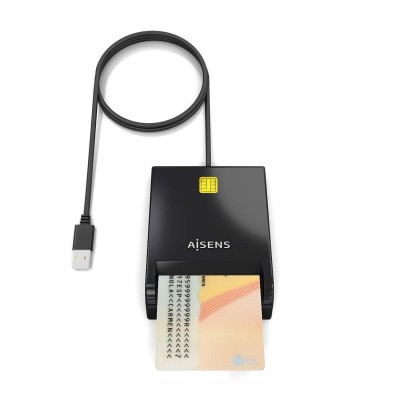 AISENS Lector de Tarjeta Inteligente DNI USB-C, Negro