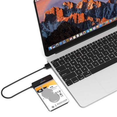 AISENS Adaptador SATA a USB-A USB3.0USB3.1 Gen1 para Discos Duros 2.5″, Negro