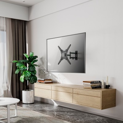 AISENS Soporte Eco Giratorio, Inclinable Para MonitorTV 30kg (3 Pivotes) De 23-55, Negro