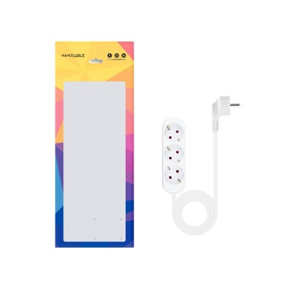 Nanocable Regleta de Enchufes con 3 Tomas, 1.4 m, Blanco