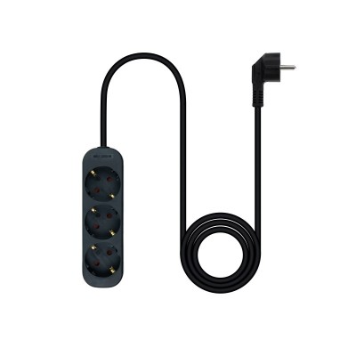 Nanocable Regleta de Enchufes con 3 Tomas, 1.4 m, Negro