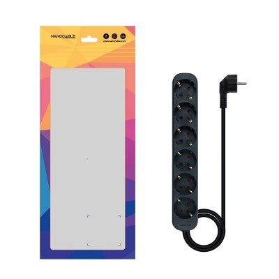 Nanocable Regleta de Enchufes con 6 Tomas, 1.4 m, Negro