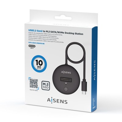 AISENS USB-C Dock M.2 (NGFF) ASUC-M2D013-BK SATANVMe A USB3.1 Gen2, Negra
