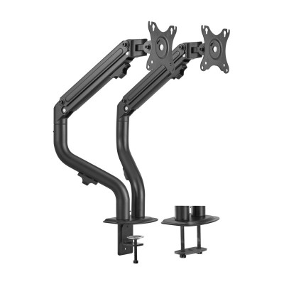 AISENS Soporte de Mesa ECO Contrapeso Giratorio e Inclinable para MonitorTV 8Kg (3 Pivotes, 2 Brazos) de 17-32, Negro