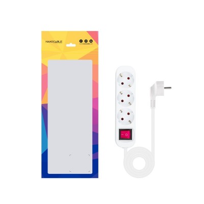 Nanocable Regleta de Enchufes con 3 Tomas con Interruptor, 1.4 m, Blanco