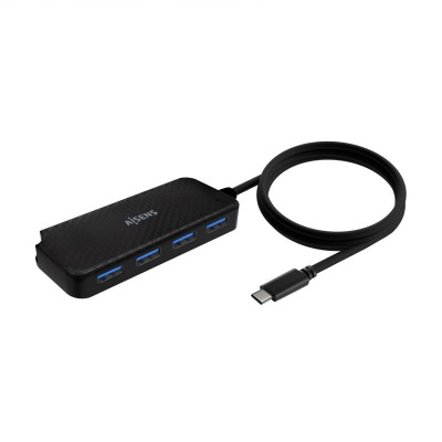 AISENS Hub USB 3.1 USB-C, USB-CM-4x Tipo AH, Negro, 60cm