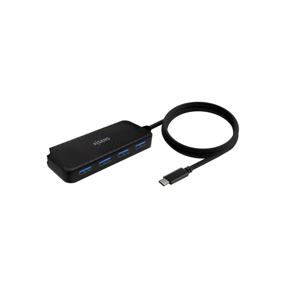 AISENS Hub USB 3.1 USB-C, USB-CM-4x Tipo AH, Negro, 60cm