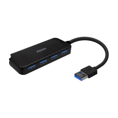 AISENS Hub USB 3.0, Tipo AM-4x Tipo AH, Negro, 15cm