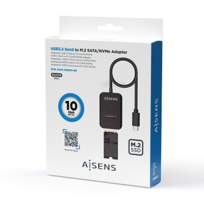 AISENS USB-C Dock M.2 (NGFF) ASUC-M2D011-BK SATANVMe A USB3.1 Gen2, Negra