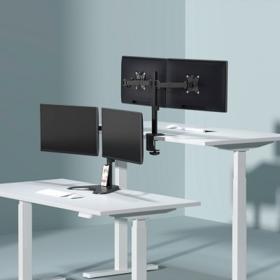 AISENS Soporte de Mesa ECO Giratorio e Inclinable para MonitorTV 9Kg (3 Pivotes, 2 Brazos) de 17-32, Negro