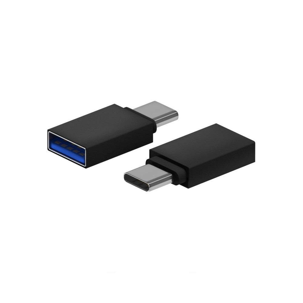 AISENS Mini Adaptador Aluminio USB 3.2 Gen1 3A, Tipo USB-CM-AH, Negro
