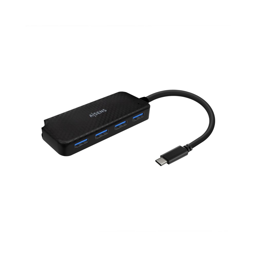 AISENS Hub USB 3.1 USB-C, USB-CM-4x Tipo AH, Negro, 15cm