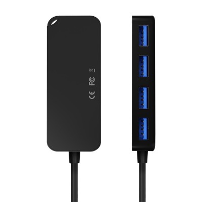 AISENS Hub USB 3.1 USB-C, USB-CM-4x Tipo AH, Negro, 15cm