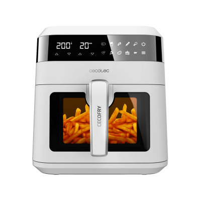 Cecotec Cecofry Experience Window White 6000 Sencillo 6 L Independiente 1300 W Freidora de aire caliente Negro, Blanco