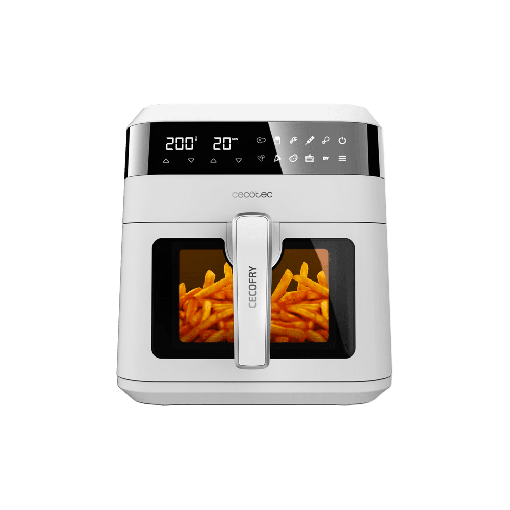 Cecotec Cecofry Experience Window White 6000 Sencillo 6 L Independiente 1300 W Freidora de aire caliente Negro, Blanco
