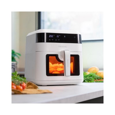 Cecotec Cecofry Experience Window White 6000 Sencillo 6 L Independiente 1300 W Freidora de aire caliente Negro, Blanco