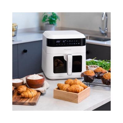 Cecotec Cecofry Experience Window White 6000 Sencillo 6 L Independiente 1300 W Freidora de aire caliente Negro, Blanco