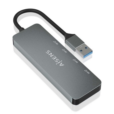 AISENS Hub USB 3.2 Gen2 10G USB-A, USB-AM-2xUSB-CH-2xUSB-AH, Gris, 15cm