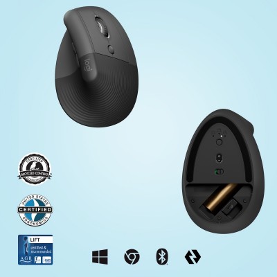 Logitech Lift ratón mano derecha RF Wireless + Bluetooth Óptico 4000 DPI