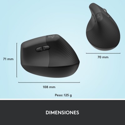 Logitech Lift ratón mano derecha RF Wireless + Bluetooth Óptico 4000 DPI