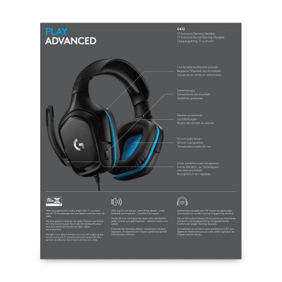 Logitech G G432 Auriculares Alámbrico Diadema Juego Negro, Azul