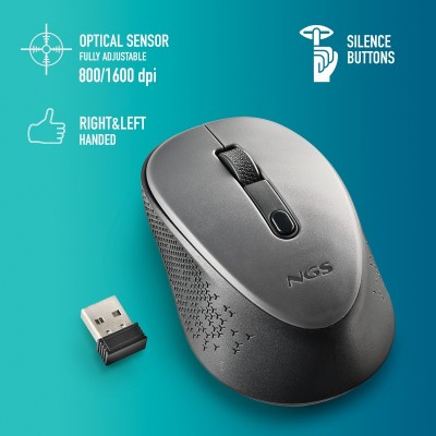 NGS DEW ratón Ambidextro RF inalámbrico Óptico 1600 DPI
