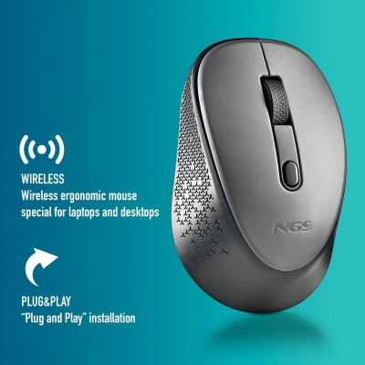 NGS DEW ratón Ambidextro RF inalámbrico Óptico 1600 DPI