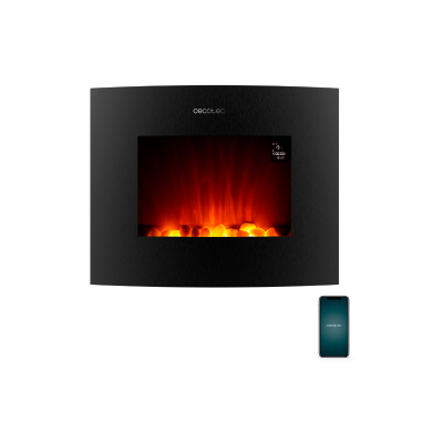Cecotec ReadyWarm 2650 Curved Flames Connected Interior Chimenea eléctrica de pared Eléctrico Negro