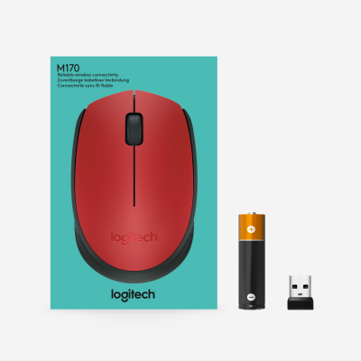 Logitech M171 Red-K ratón Ambidextro RF inalámbrico Óptico 1000 DPI