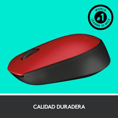 Logitech M171 Red-K ratón Ambidextro RF inalámbrico Óptico 1000 DPI