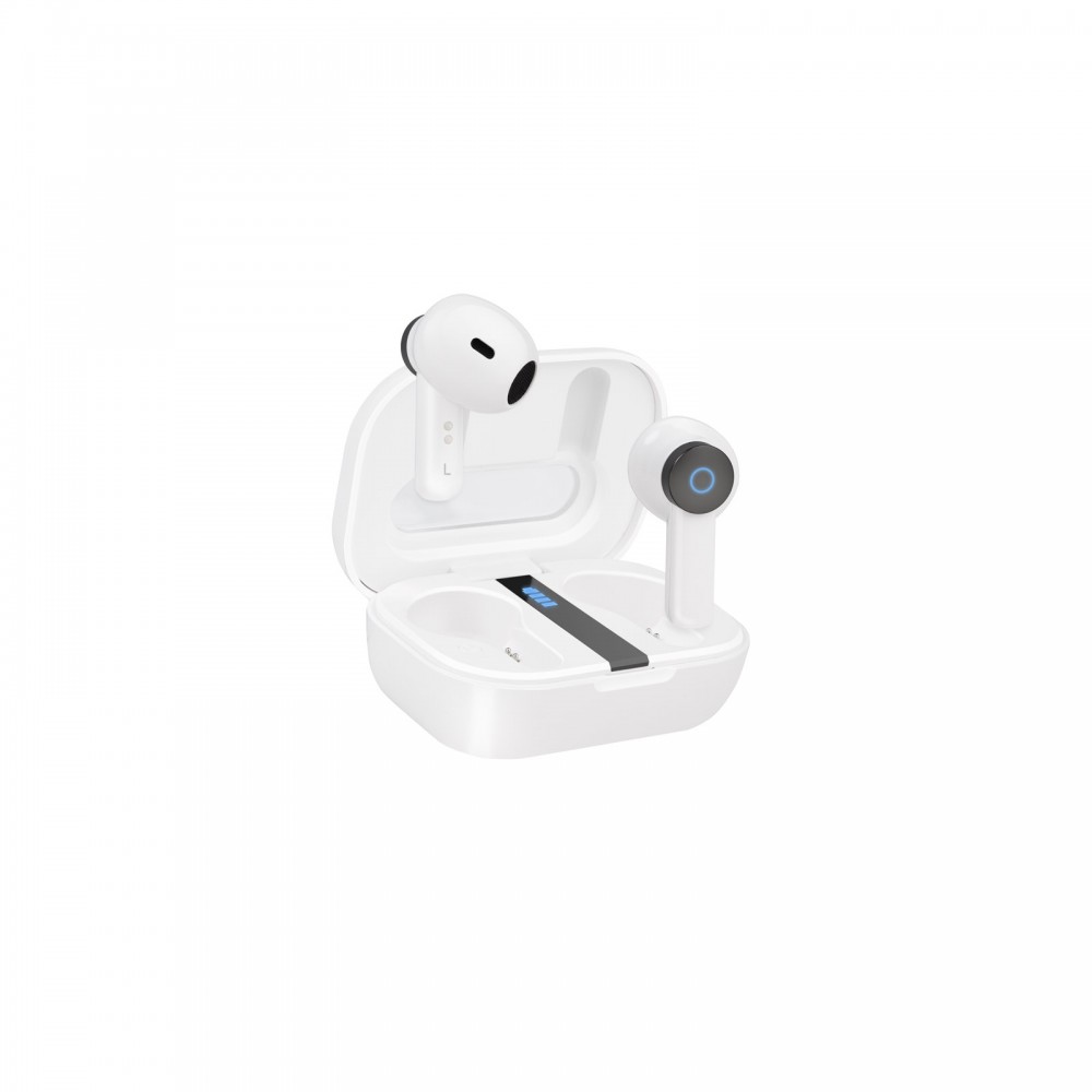 TooQ Bender Auriculares Inalámbricos + Micrófono Bluetooth con Estuche de Carga, Blancos